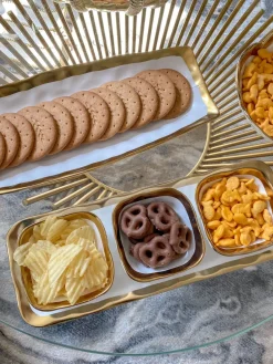 Inspire Me! Home Decor 3 Square Snack Bowls W/Tray Set Gold Discount