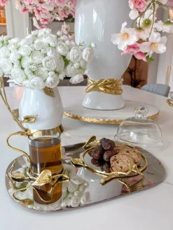 Inspire Me! Home Decor Stainless Bowl On Gold Metal Branch Base And Lid Fashion