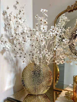 Inspire Me! Home Decor Studded Amber Glass Vase Wtih Gold Rim New