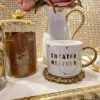 Inspire Me! Home Decor “Sweater Weather” Gold & White Tile Mug Hot