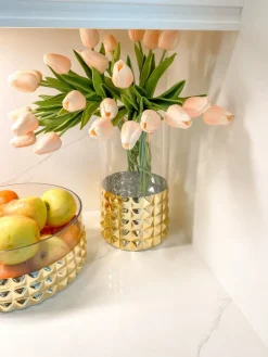 Inspire Me! Home Decor Tall Glass Vase W/ Ornate Silver Metal Rims Outlet