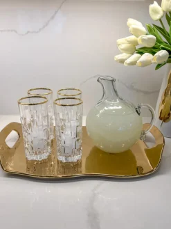 Inspire Me! Home Decor Tea Set With Gold Floral Design (3 Items Sold Separately) New