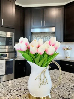 Inspire Me! Home Decor Textured Design Vase With White Marble Base (2 Colors) “From Pops Of Color Home Collection” Hot