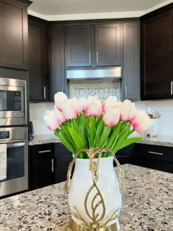 Inspire Me! Home Decor Textured Design Vase With White Marble Base (2 Colors) “From Pops Of Color Home Collection” Hot