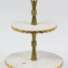 Inspire Me! Home Decor Three Tiered Marble Stand With Gold Inlay Discount