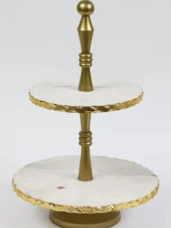 Inspire Me! Home Decor Three Tiered Marble Stand With Gold Inlay Discount
