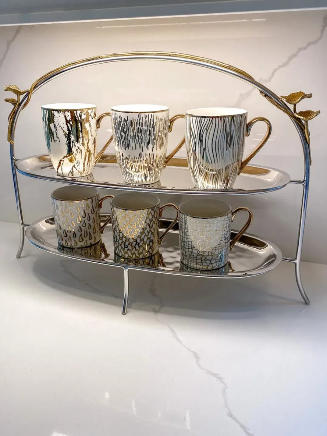Inspire Me! Home Decor Two Tiered Marble Stand W/ Gold Frame Online