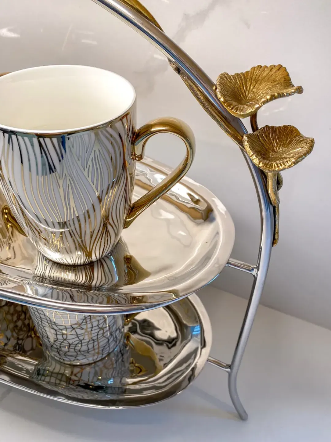 Inspire Me! Home Decor Two Tiered Marble Stand W/ Gold Frame Online