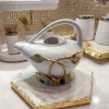 Inspire Me! Home Decor Two-Tiered Silver Stand With Gold Floral Details Hot