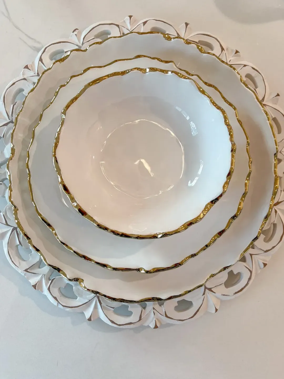 Inspire Me! Home Decor Two-Tone Dragonfly Serving Bowl Gold Outlet