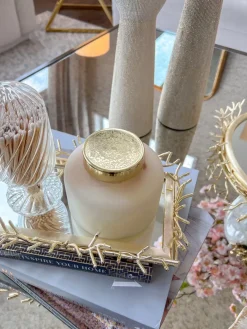 Inspire Me! Home Decor 5″ Vanilla Candle With Gold Lid Sale
