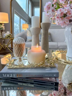 Inspire Me! Home Decor 5″ Vanilla Candle With Gold Lid Sale