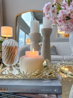 Inspire Me! Home Decor 5″ Vanilla Candle With Gold Lid Sale