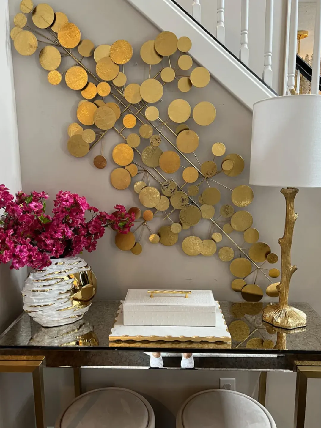 Inspire Me! Home Decor WALL ART & MIRRORS Gold Circle Textured Wall Decor New