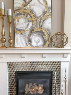 Inspire Me! Home Decor WALL ART & MIRRORS Gold Detailed Floral Wall Art Painting Best