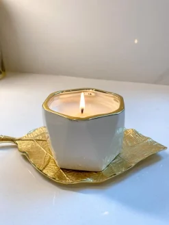 Inspire Me! Home Decor White Acorn Candle With Gold Top Outlet