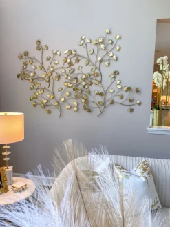 Inspire Me! Home Decor White And Gold Flower Decor Discount