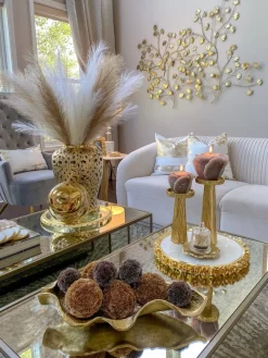 Inspire Me! Home Decor White And Gold Flower Decor Discount