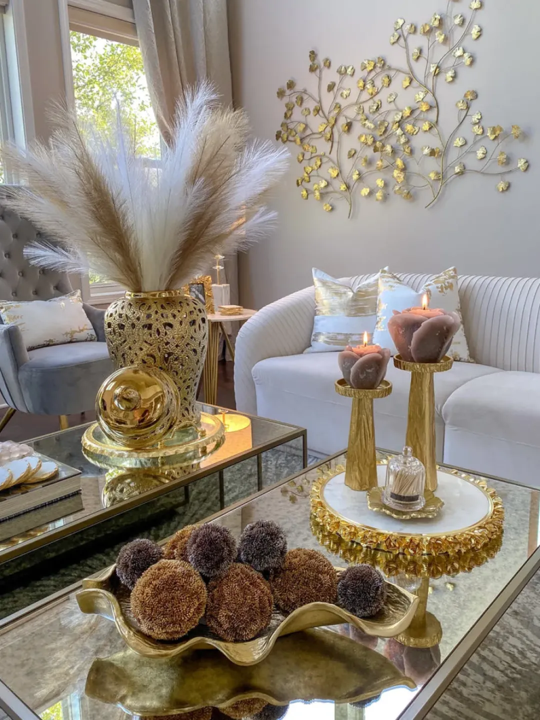 Inspire Me! Home Decor White And Gold Flower Decor Discount