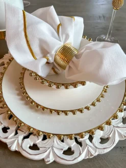 Inspire Me! Home Decor White And Gold Leaf Ornate Tea Pot Clearance
