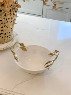 Inspire Me! Home Decor White And Gold Beaded Dinner Set Sale