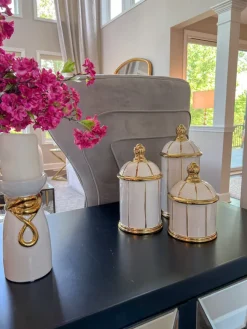 Inspire Me! Home Decor White And Gold Salad Bowl Outlet