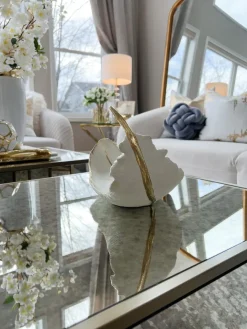 Inspire Me! Home Decor White And Gold Ceramic Striped Vase Discount
