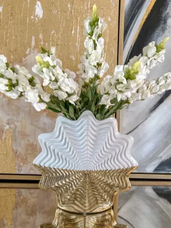 Inspire Me! Home Decor White And Gold Detailed Vase Hot