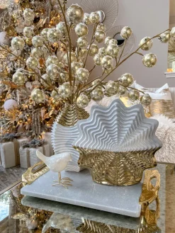 Inspire Me! Home Decor White And Gold Detailed Vase Hot