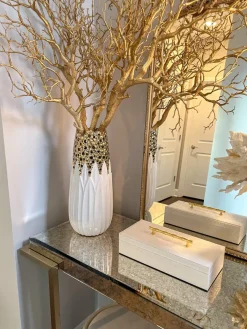 Inspire Me! Home Decor White And Gold Pattern Vase Hot