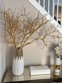 Inspire Me! Home Decor White And Gold Pattern Vase Hot