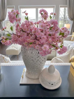 Inspire Me! Home Decor White And Gold Porcelain Vase With Circle Cutout Design (2 Styles) New