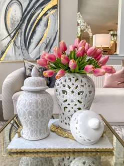 Inspire Me! Home Decor White And Gold Scalloped Bowl New