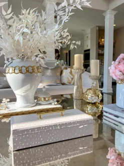 Inspire Me! Home Decor White Beaded Square Tissue Box Cover (2 Colors) Fashion