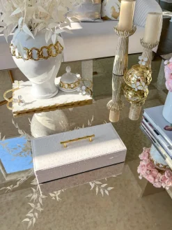 Inspire Me! Home Decor White Beaded Square Tissue Box Cover (2 Colors) Fashion