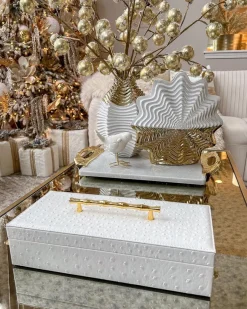 Inspire Me! Home Decor White Beaded Square Tissue Box Cover (2 Colors) Fashion