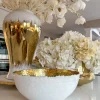 Inspire Me! Home Decor White & Black Rectangle Tray With Gold Handles & Edges Fashion