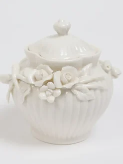 Inspire Me! Home Decor White Ceramic Lidded Jar With Gold Linear Detail (3 Sizes) Outlet