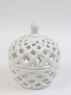 Inspire Me! Home Decor White Ceramic Tray With Gold Base And Leaf Detail Sale