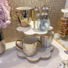 Inspire Me! Home Decor White Ceramic Tray With Gold Leaf Handles Outlet