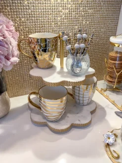 Inspire Me! Home Decor White Ceramic Tray With Gold Leaf Handles Outlet