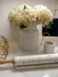 Inspire Me! Home Decor White Ceramic Rectangle Tray W/ Gold Trim KITCHEN Best