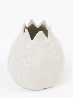 Inspire Me! Home Decor White Ceramic Glazed Leaf Vase Discount