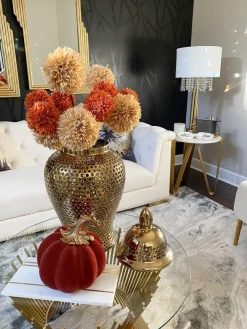 Inspire Me! Home Decor White Ceramic Bowl With Gold Textured Details & Gold Base ” From Pops Of Color Home Collection” Fashion