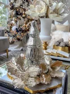 Inspire Me! Home Decor White Ceramic Two Tier Cake Stand With Gold Leaf Details Online