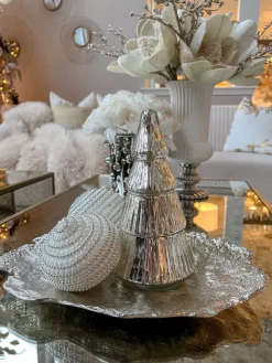 Inspire Me! Home Decor White Ceramic Two Tier Cake Stand With Gold Leaf Details Online