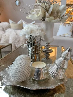 Inspire Me! Home Decor White Ceramic Two Tier Cake Stand With Gold Leaf Details Online