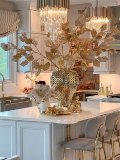 Inspire Me! Home Decor White Ceramic Utensil Holder With Gold Leaf Details & Base Sale