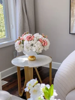 Inspire Me! Home Decor White Ceramic Vases With Gold Circle Design New
