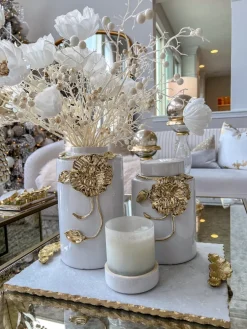 Inspire Me! Home Decor White Ceramic Ginger Jar With Stunning Gold Chain Details (3 Sizes) Outlet
